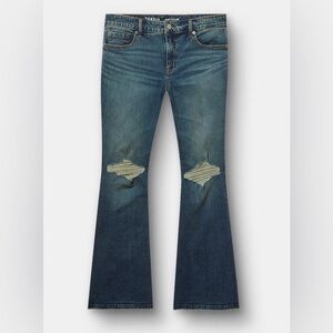Torrid Dark Blue Flare Jeans with Ripped Knees